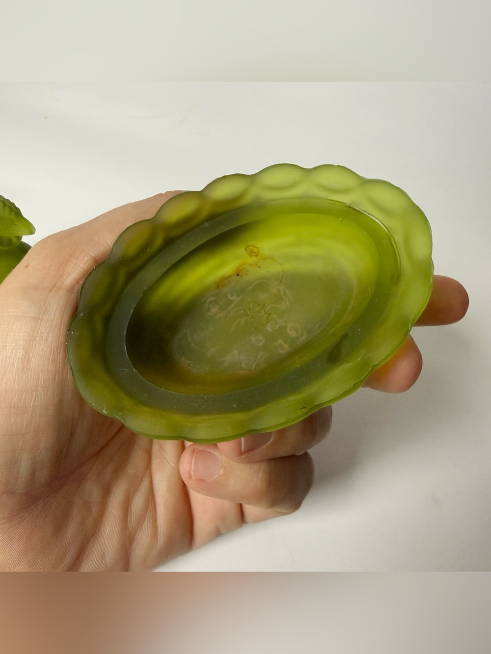Vintage Westmoreland Green Satin Glass Hen On Nest Mini 3 1/2” - Picture 10 of 14